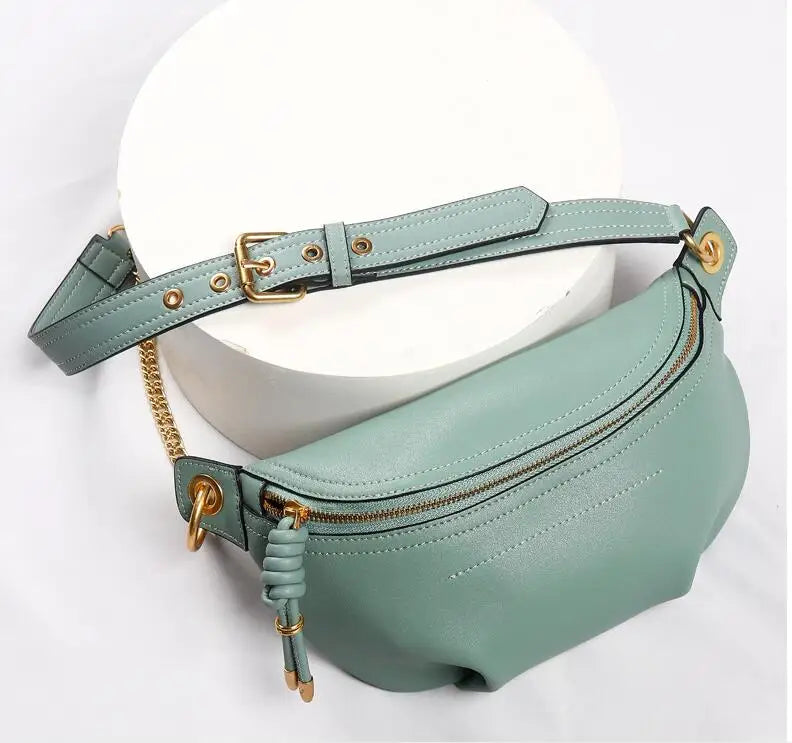 Femlion Leather Waist Bag Women Designer Fanny Pack Fashion Belt Bum Bag