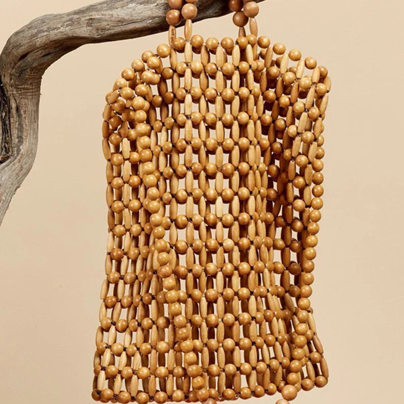 Femlion Vintage Bamboo Beaded Shoulder Bag