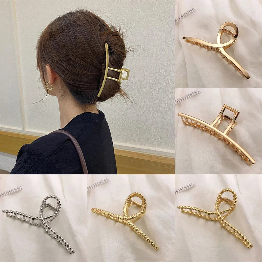 Femlion Geometric Hair Claw Clips: Elegant Cross Crab Clip for Women & Girls