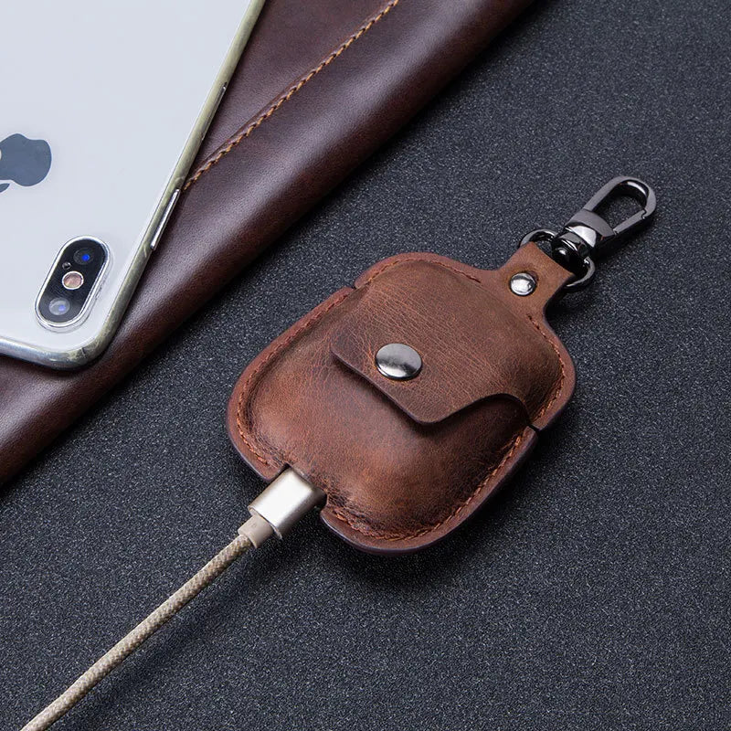 Femlion Leather AirPods Covers Keychain: Portable, Shatter-Resistant Headset