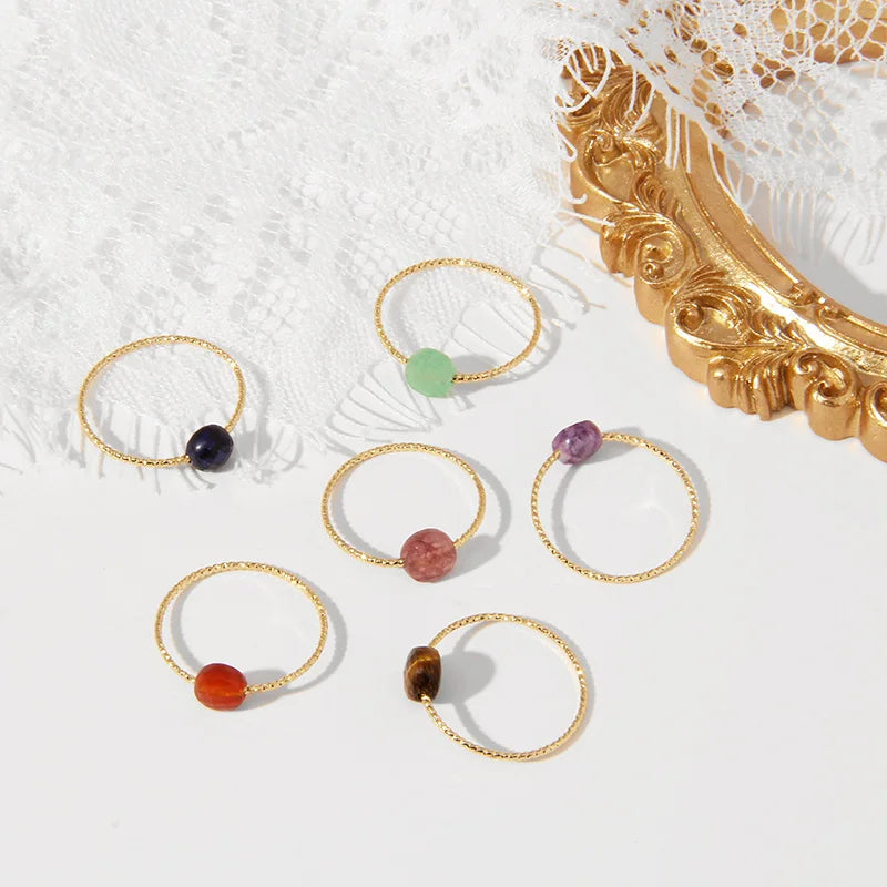 Faceted Crystal Agate Rings for Women by Femlion - Handmade Chakra Jewelry