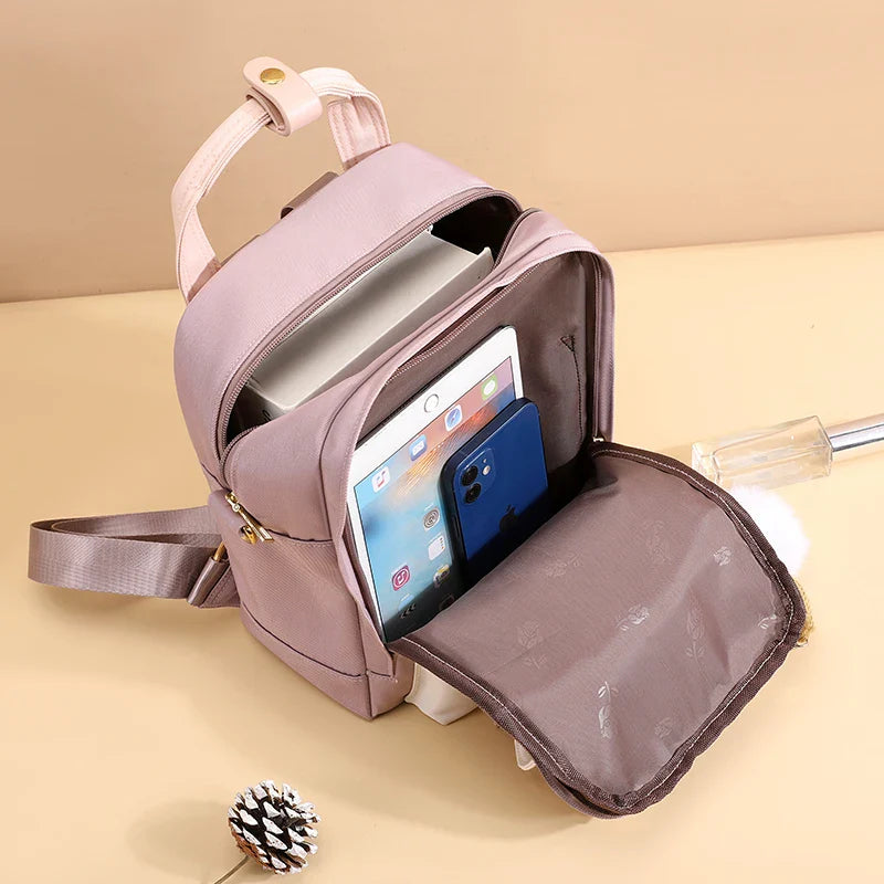 Femlion Sweet Little Backpack for Women: Waterproof Oxford Crossbody Bag in Contrast Colors