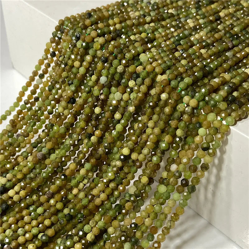 Natural Australia Jade Faceted Small Beads Strand by Femlion: Tiny Green Stone for DIY Jewelry