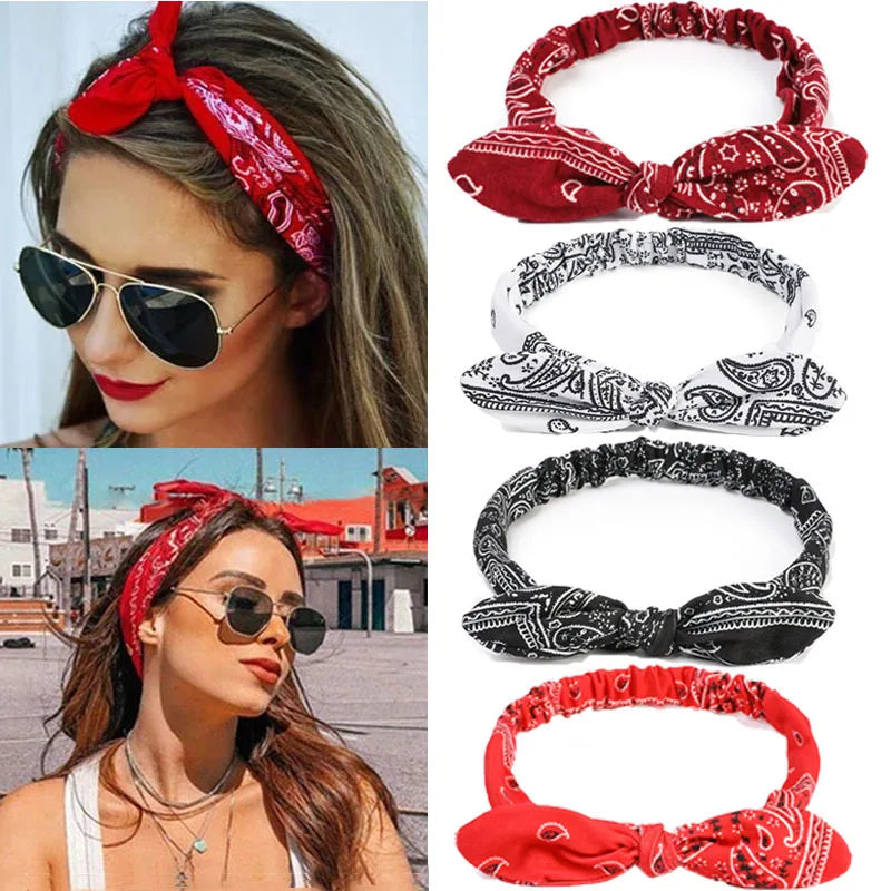 Femlion Boho Soft Print Headbands Vintage Cross Knot Hair Accessories for Girls