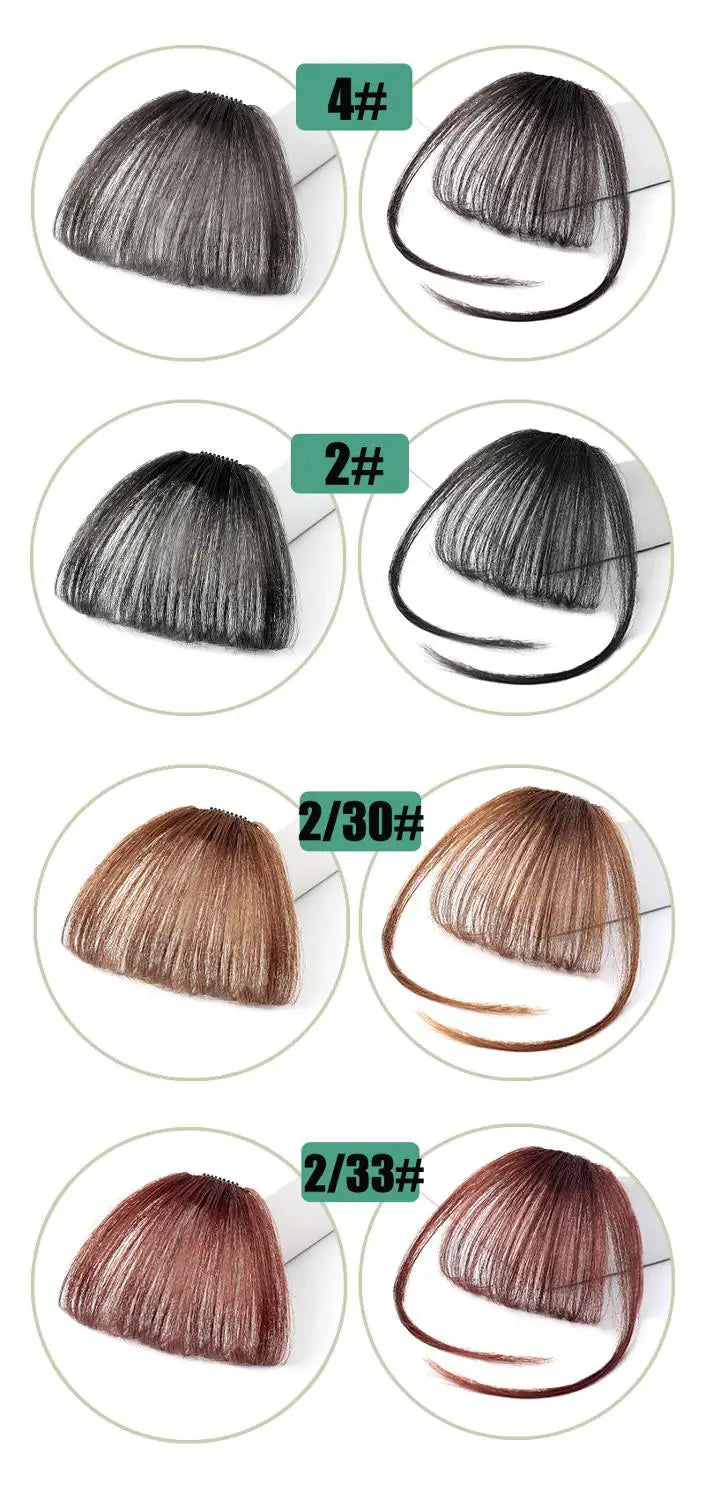 Femlion Synthetic Air Bangs in 4 Colors for Girls - Neat, Invisible, Natural Straight Fringes