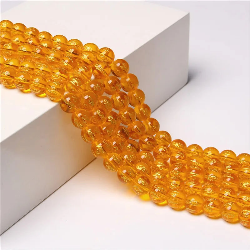 Femlion Natural Stone Citrine Yellow Quartz Dzi Beads for Jewelry Making