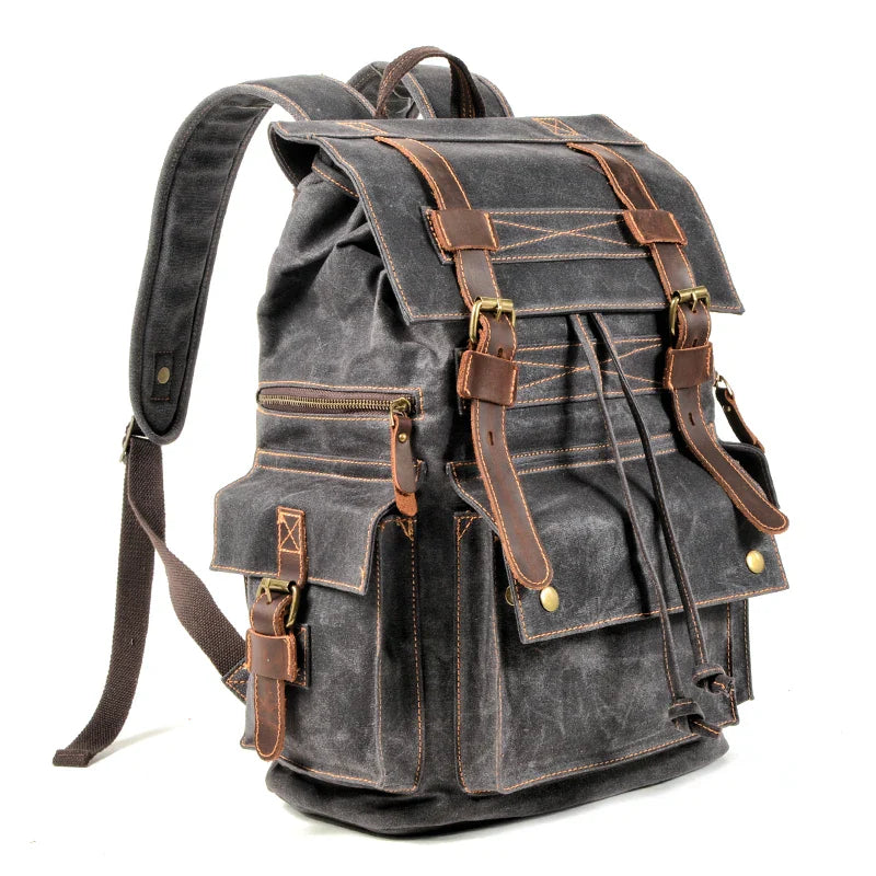 Femlion Canvas Leather Backpack: Top Luxury, Large Capacity, Waterproof, Vintage, School Bag