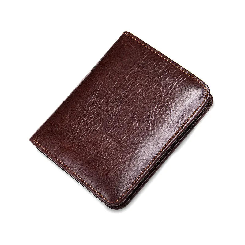 Femlion Men's Soft Leather RFID Short Wallet with Coin Pocket