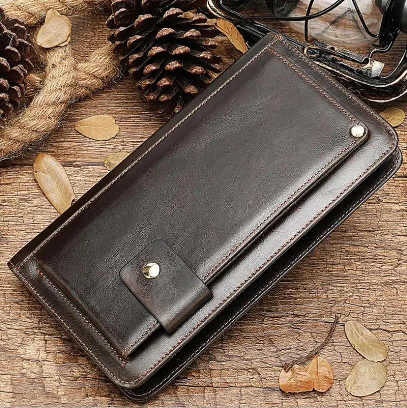 Femlion Men's Leather Phone Wallet Clutch Card Holder Money Purse