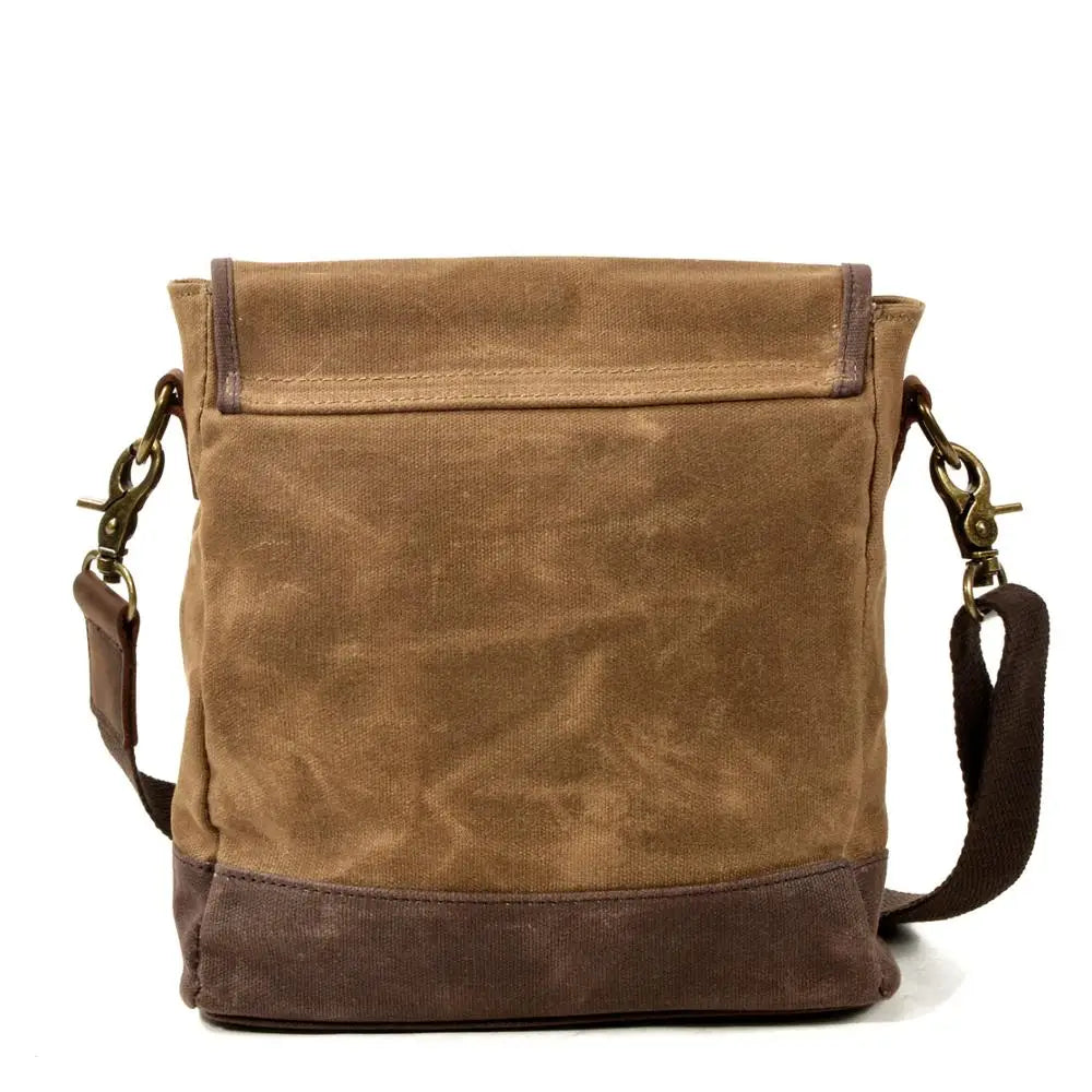 Femlion Olive Green Waxed Canvas Shoulder Bag