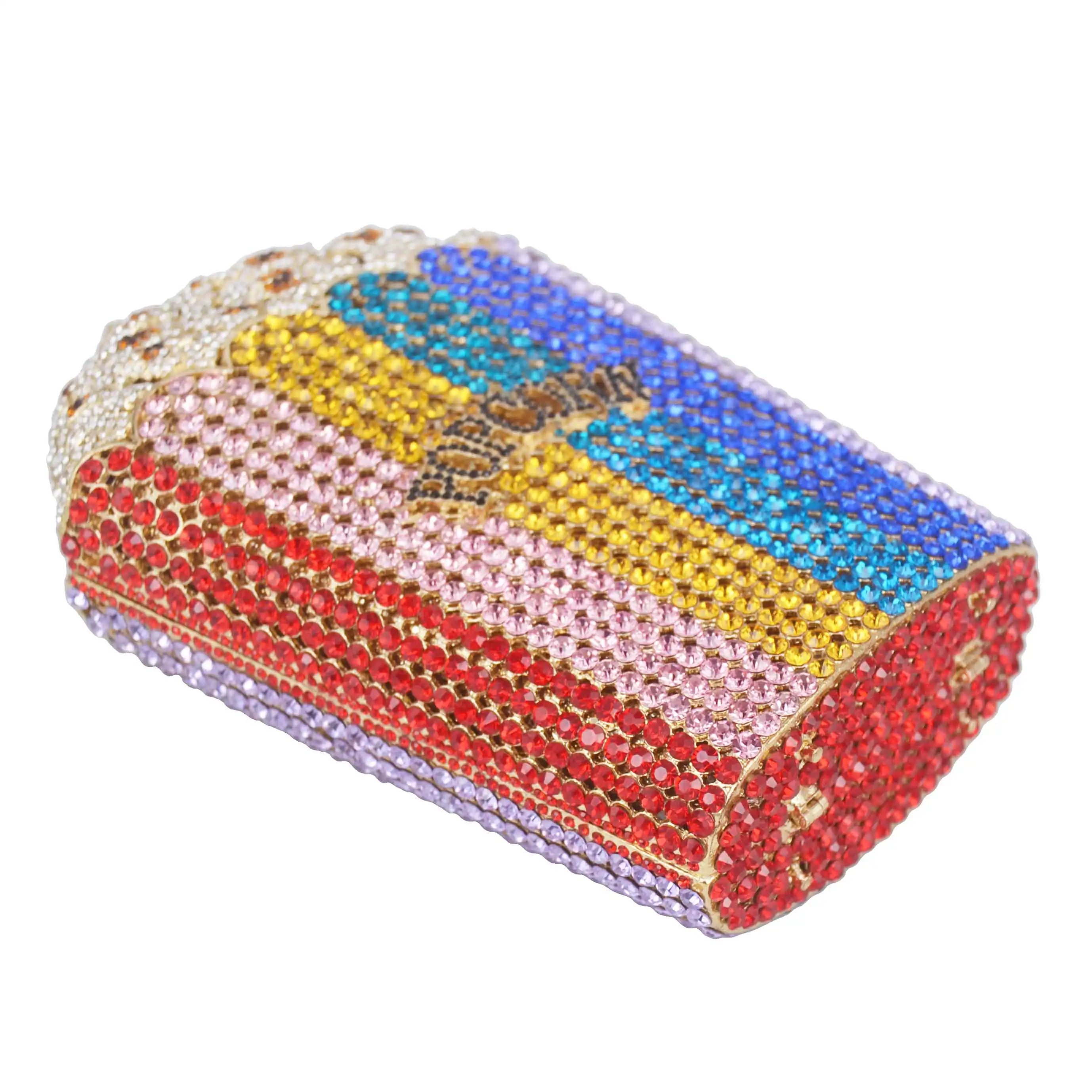 Femlion Crystal Evening Bags: Luxury Designer Popcorn Party Clutch in Colorful Shades