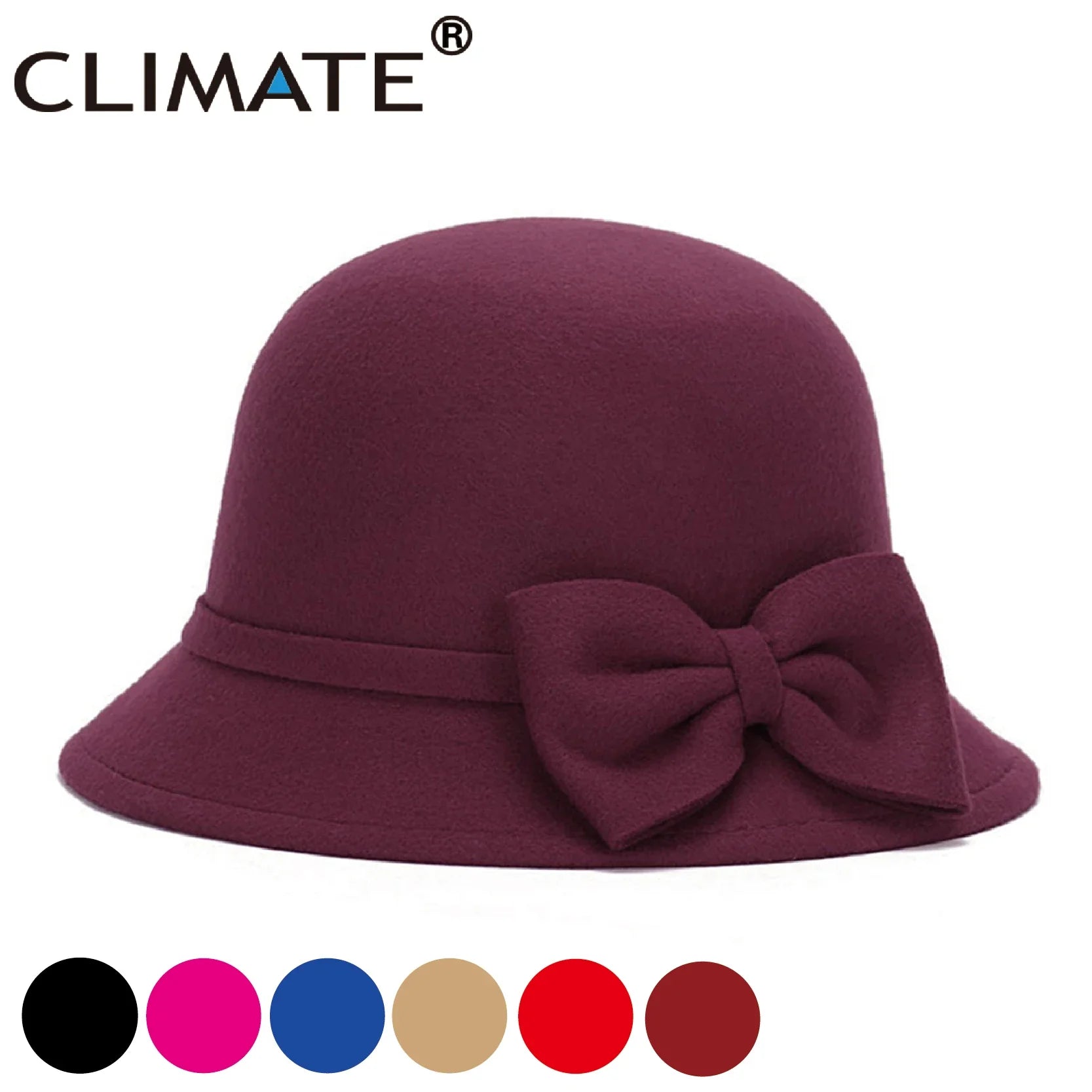 Femlion Bowknot Fedora Hat for Women - Stylish Polyester Woolen Cap