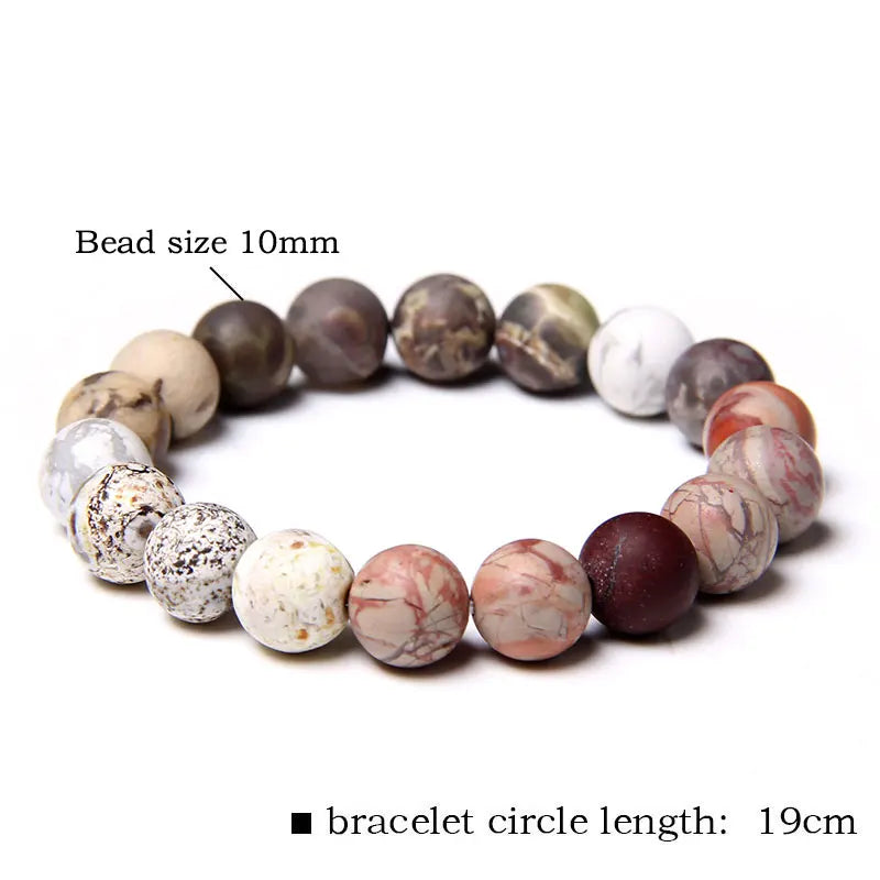 Femlion Classic Matte Stone Beads Bracelets for Couples