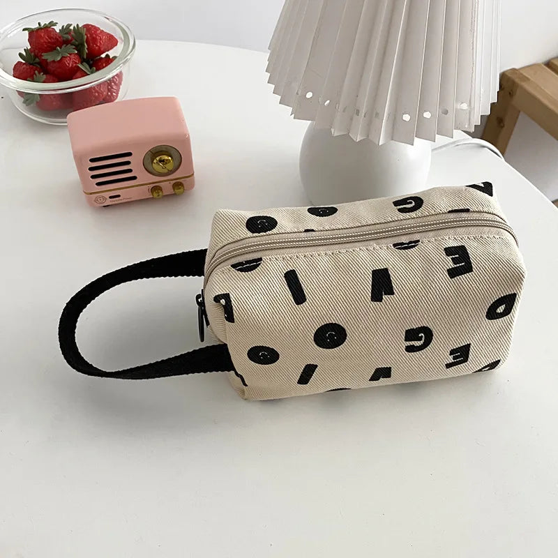 Femlion Canvas Cosmetic Bag Women's Travel Organizer Pouch Makeup Clutch Handy Handbag