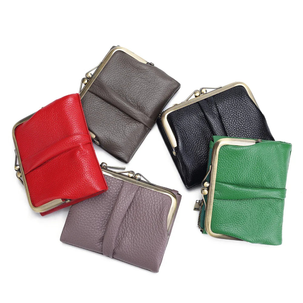 Femlion Genuine Leather Wallets: Short Purses, Coin Holder, Card Slots & Money Bag