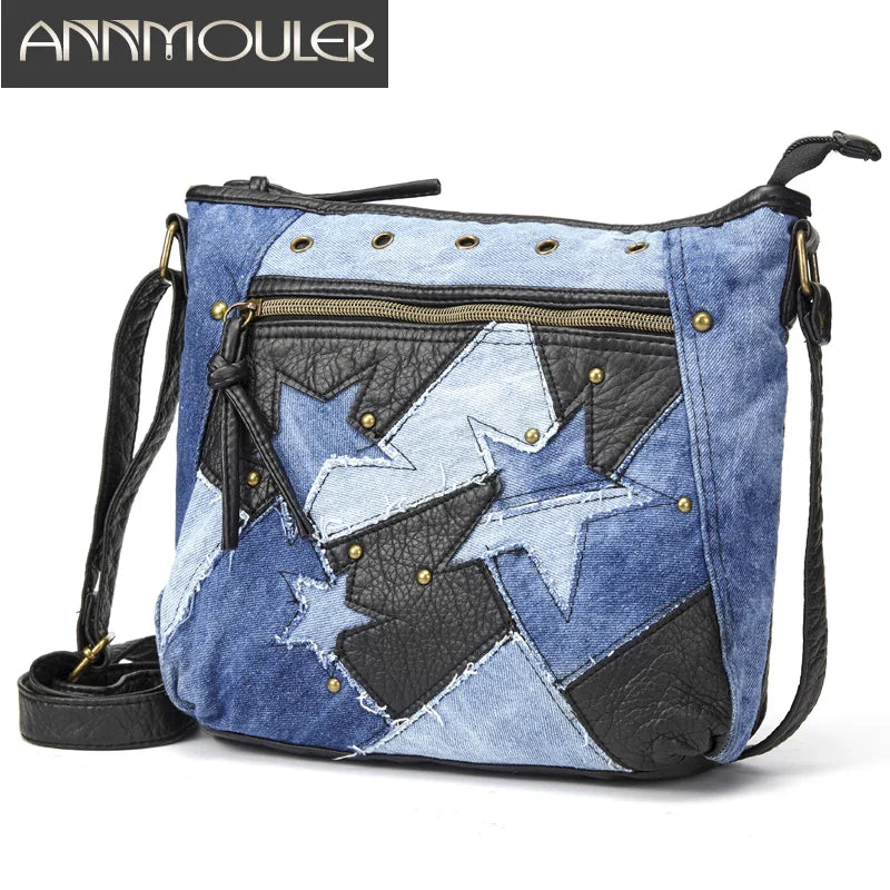 Femlion Star Patchwork Shoulder Bag Trendy Crossbody Handbag for Women