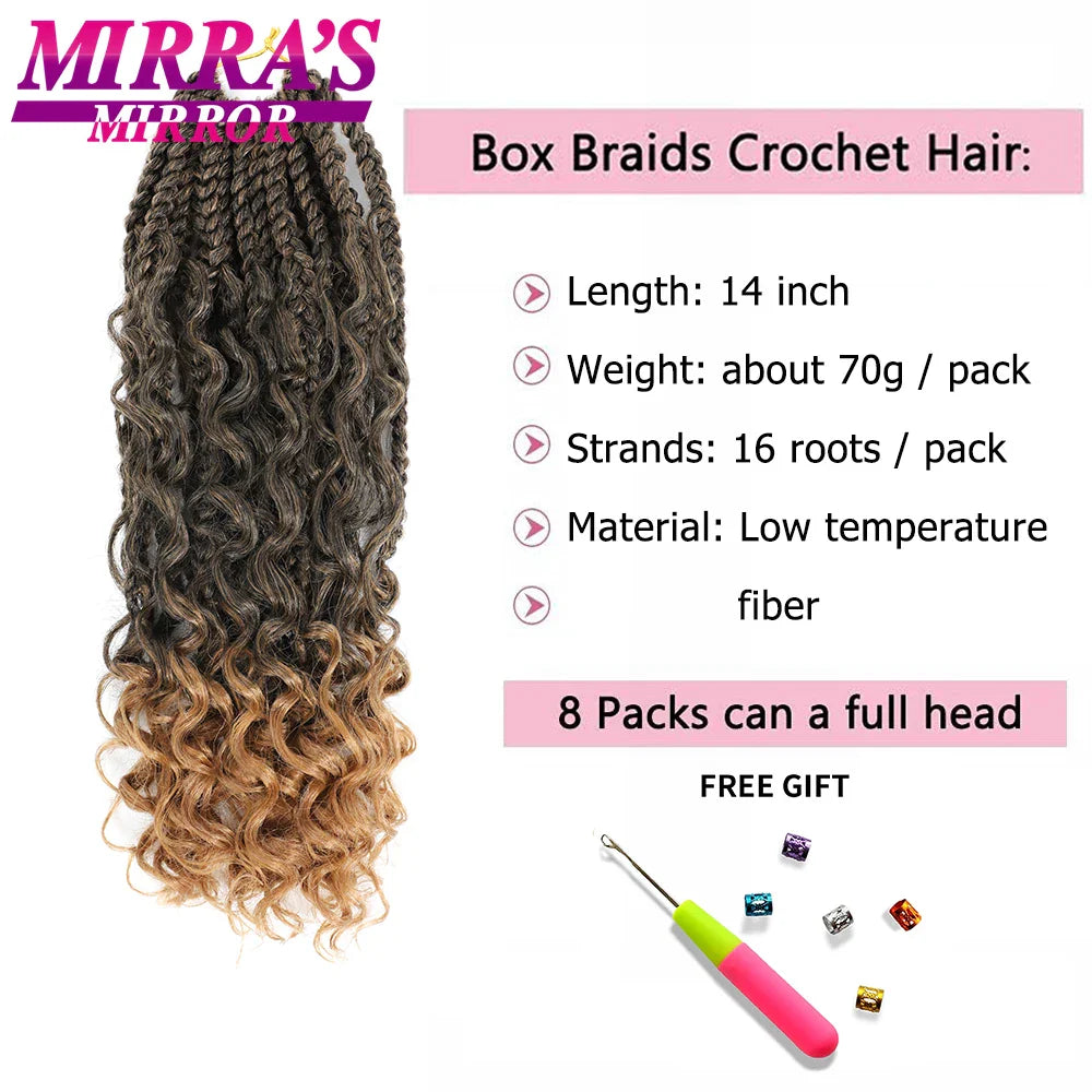 Femlion 14 Inch Goddess Box Braids Crochet Hair 3X with Curly Ends