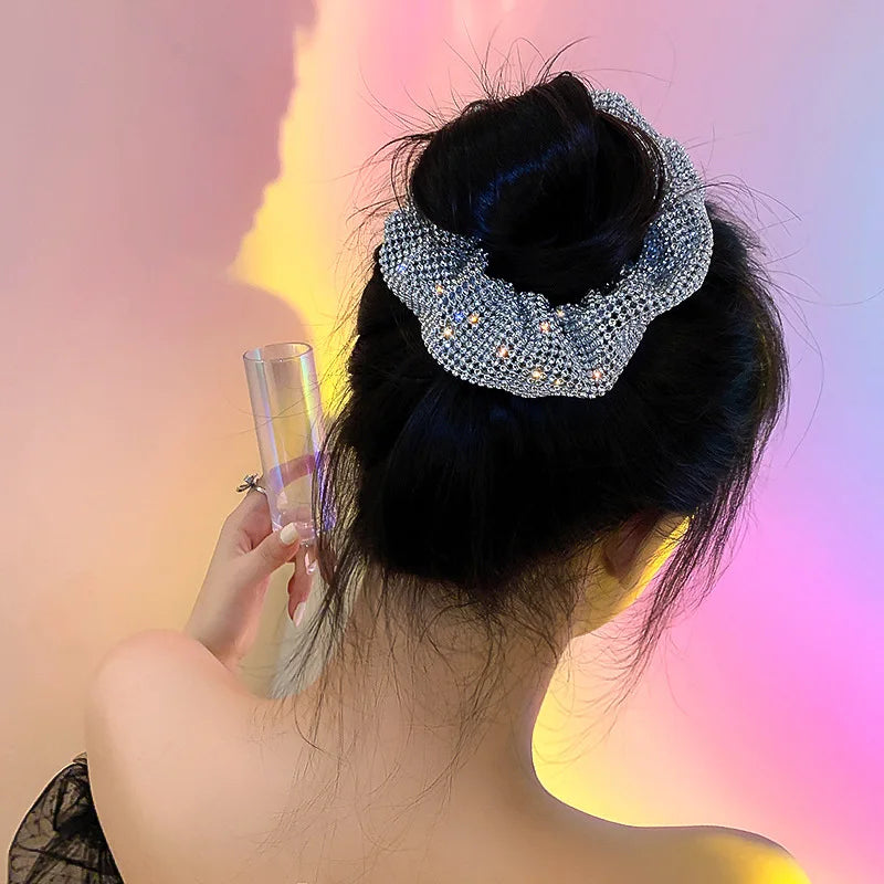 Femlion Rhinestone Hair Tie Scrunchies: Sparkling Party Headdress for Women Girls