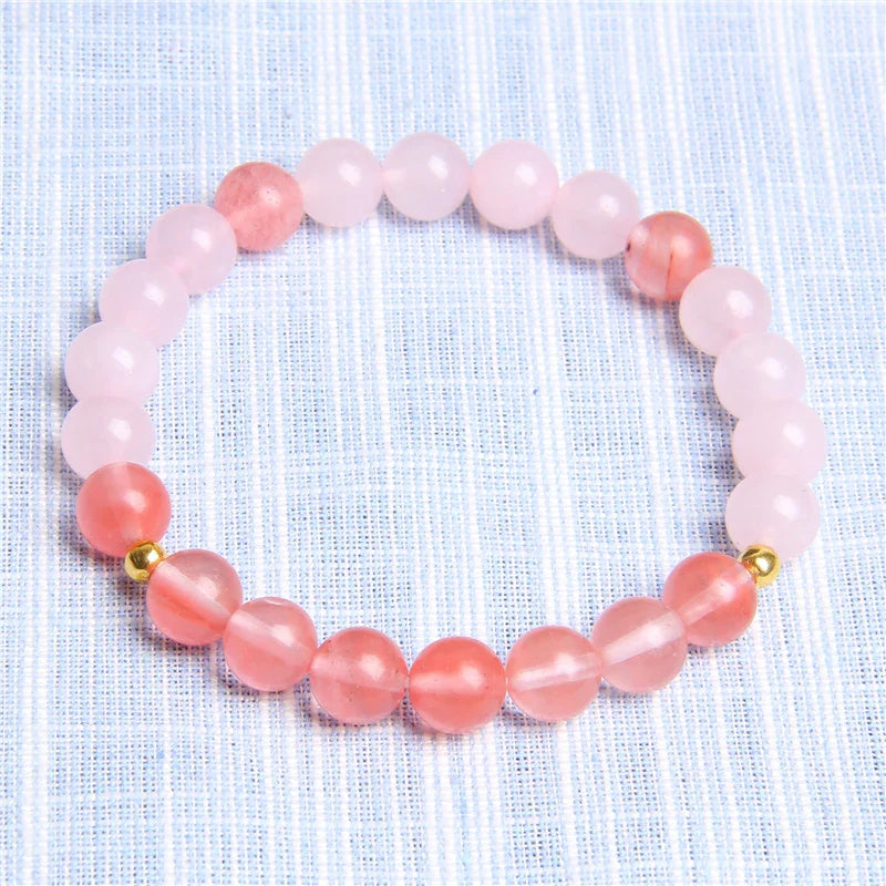 Femlion Pink Quartz & Aquamarine Energy Bracelet for Women