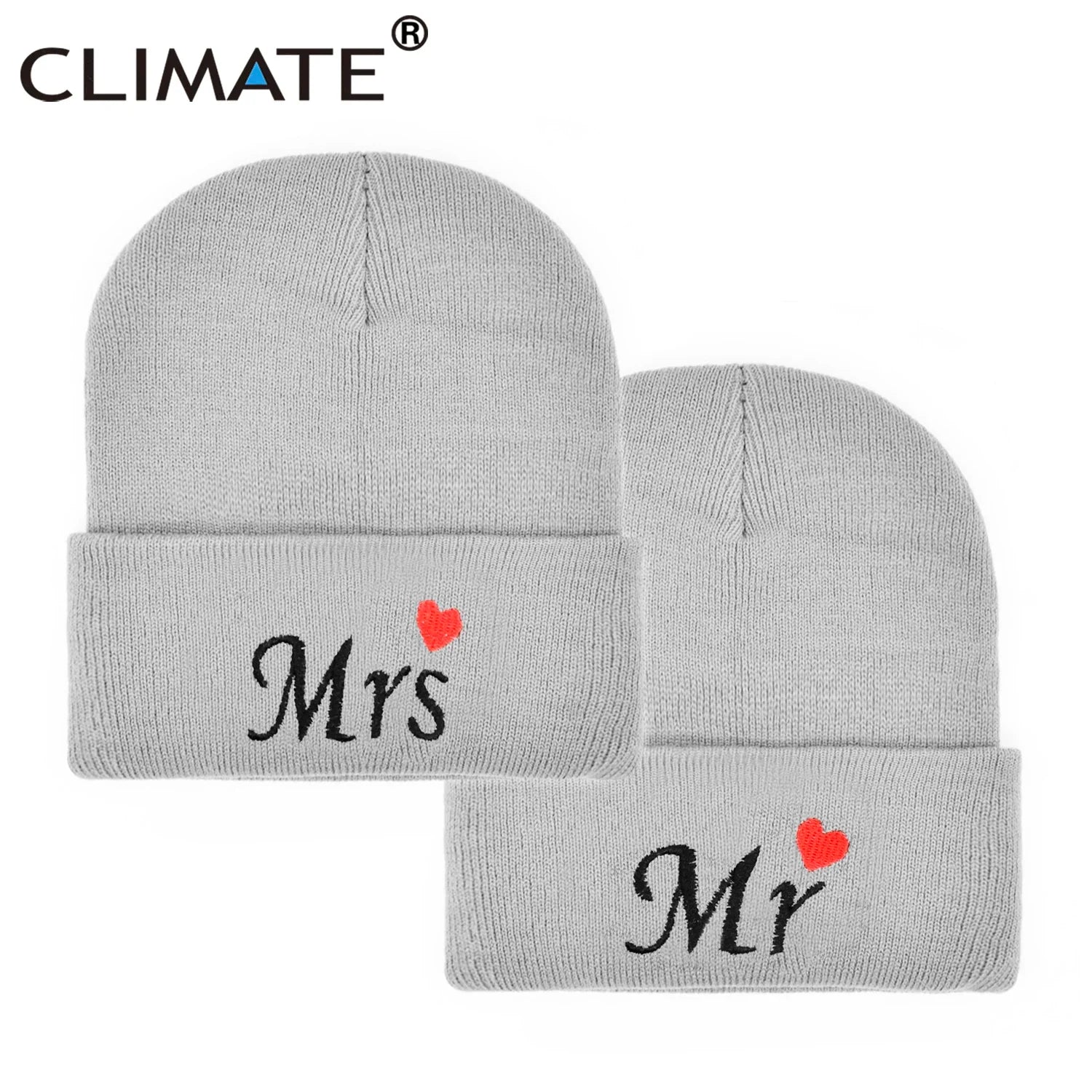 Femlion Cartoon Embroidery Knit Beanie Couple Hat Set