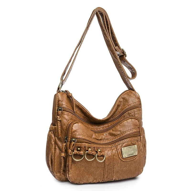 Femlion Vintage Shoulder Bag for Women in Brown Soft Luxury Crossbody Style