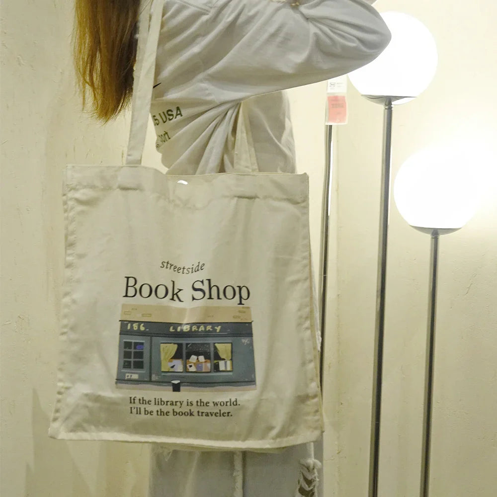 Femlion Canvas Library Books Bag for Women - Eco-Friendly Shoulder Tote and Shopper