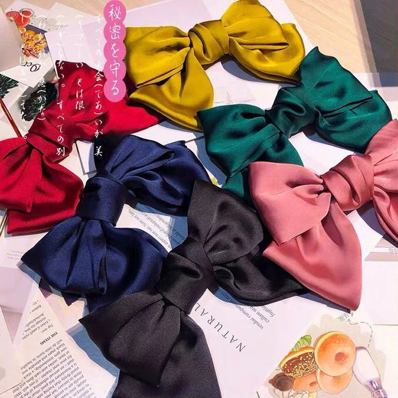 Femlion Silk Chiffon Bow Hair Clip Korean Ribbon Hairpin for Girls 2022