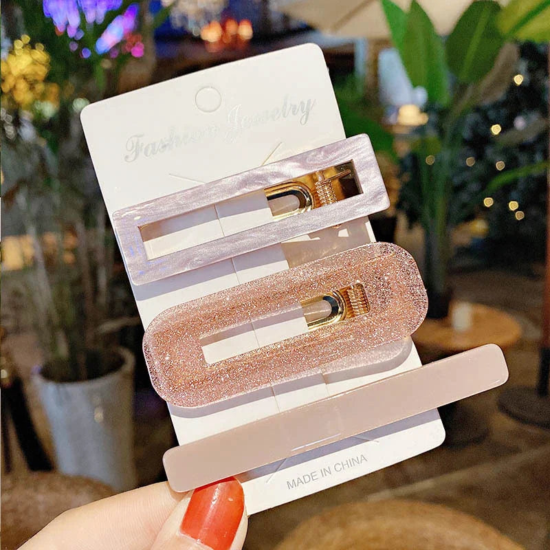 Femlion Geometric Acrylic Hair Clips Set