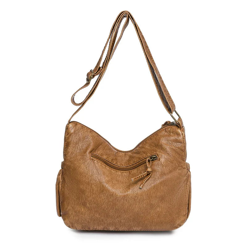 Femlion Vintage Shoulder Bag for Women in Brown Soft Luxury Crossbody Style