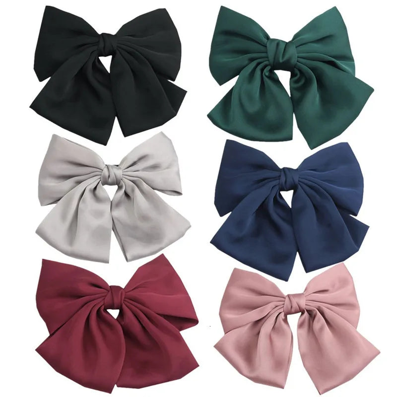 Femlion Silk Chiffon Bow Hair Clip Korean Ribbon Hairpin for Girls 2022