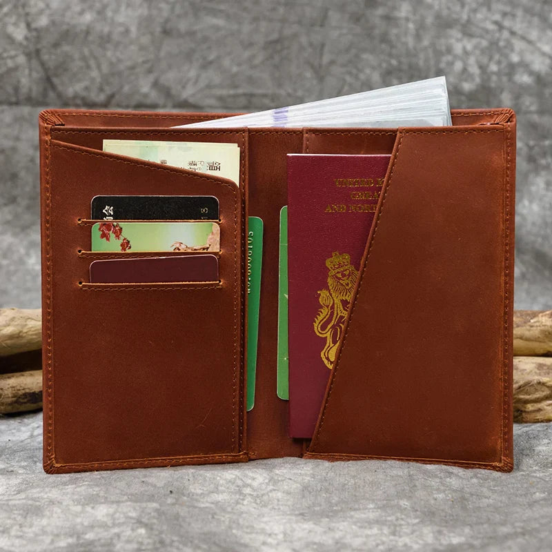 Femlion Genuine Leather Passport Wallet: High Quality Bifold Card Holder for Travel