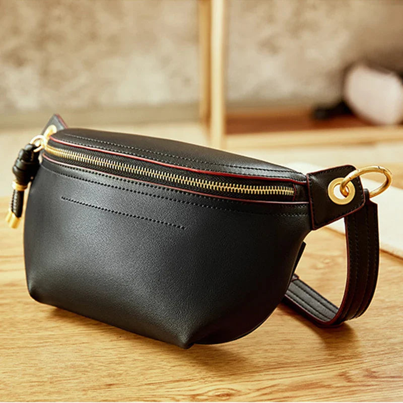 Femlion Genuine Leather Fanny Pack: Hot Korean Fashion Style for Women