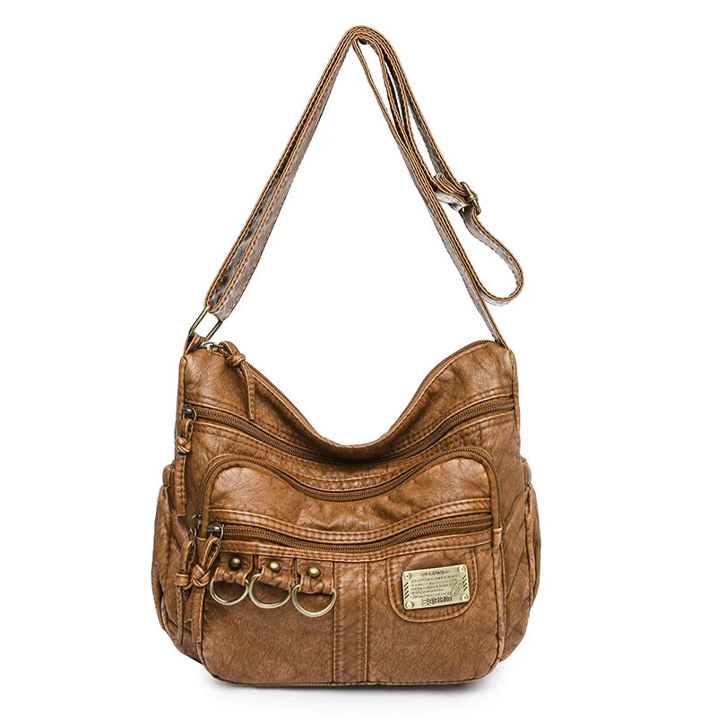 Femlion Vintage Shoulder Bag for Women in Brown Soft Luxury Crossbody Style