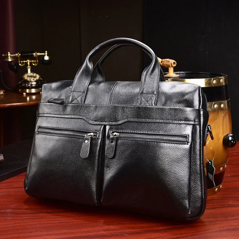 Femlion Leather Messenger Briefcase Men's Business Bag iPad Computer Tote - 2023 Collection