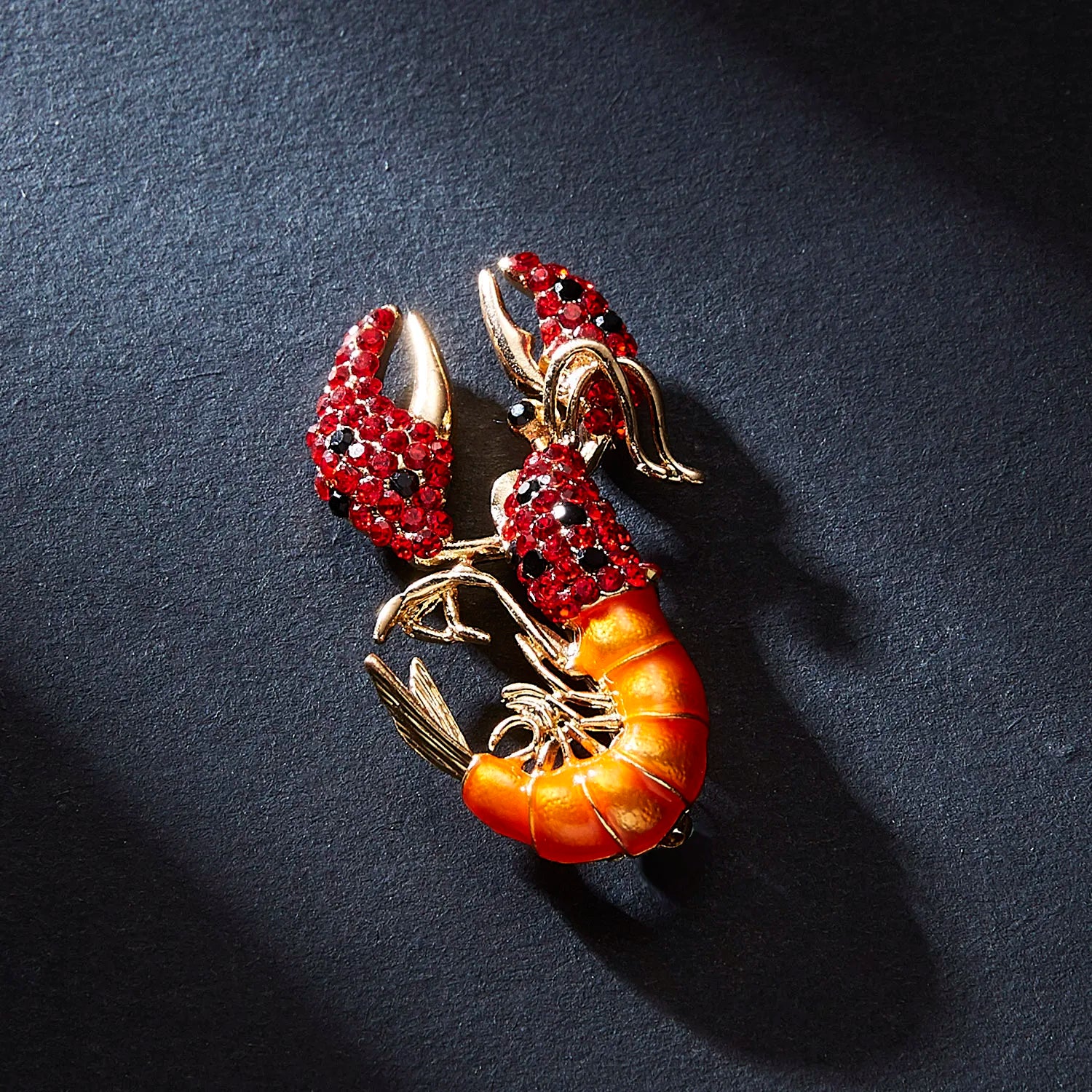 Femlion Rhinestone Shrimp Brooch | Sparkling Insect Badge for Women