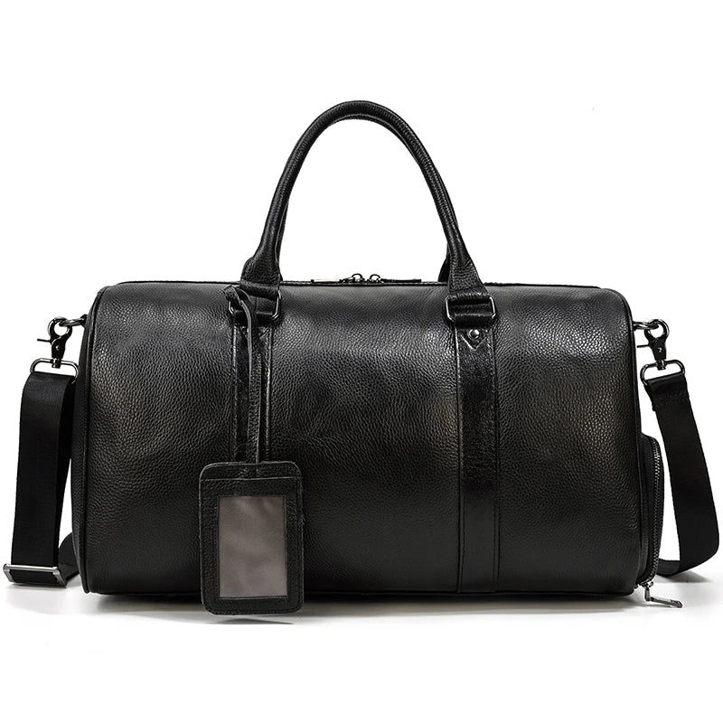 Femlion Leather Travel Duffle Bag for Luxury Flight Trips