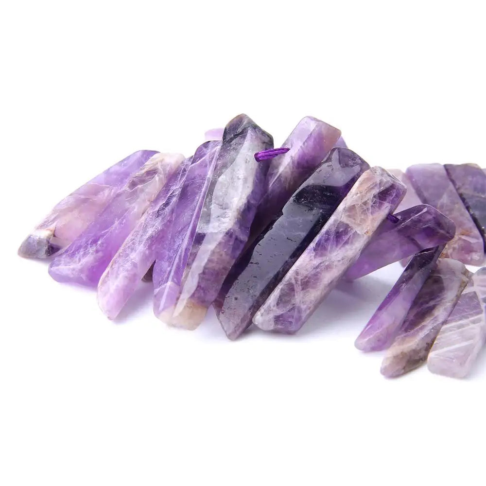 Femlion Amethysts Point Quartz Stick Slab Stone Beads for Jewelry Making