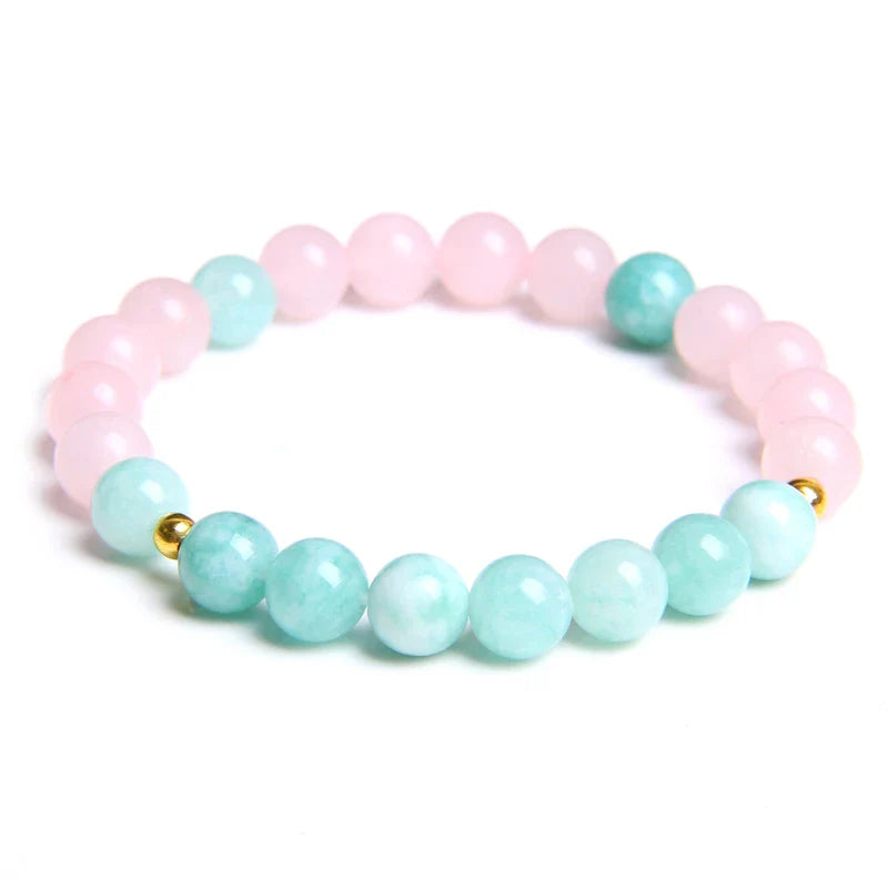 Femlion Pink Quartz & Aquamarine Energy Bracelet for Women