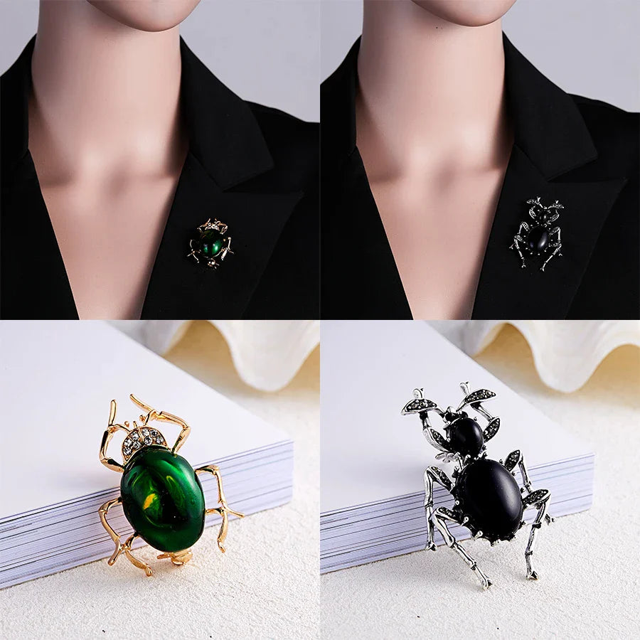 Femlion Crystal Beetle Brooches - Fashionable Insect Pin Jewelry for Scarf, Bouquet & Gift