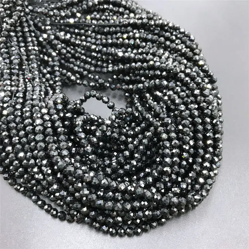 Femlion Black Spinels & Black Quartzs Faceted Beads for Bracelets - 2mm & 3mm