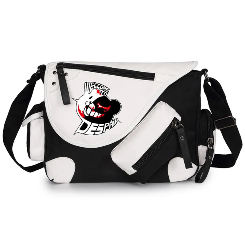 Femlion Monokuma Bear Canvas Crossbody Bag School Messenger Gift