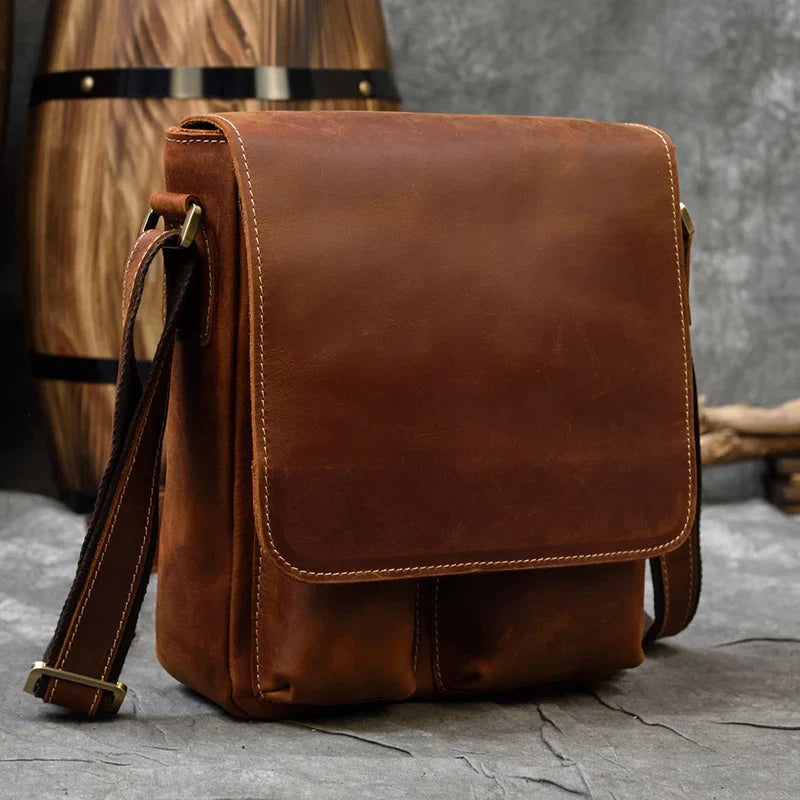 Femlion Genuine Leather Shoulder Bag High Quality Men's Crossbody Sling Messenger Bag