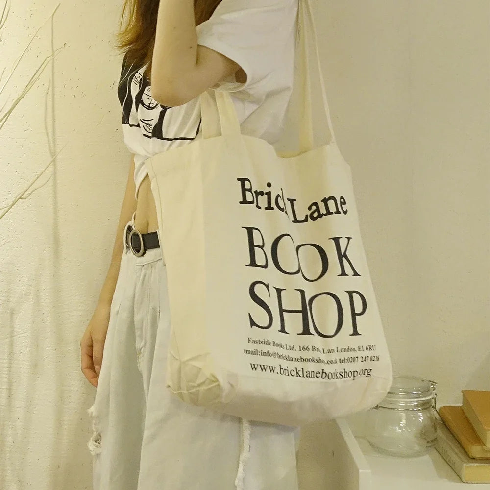 Femlion Simple Books Bag: Women's Eco Canvas Shopping Tote