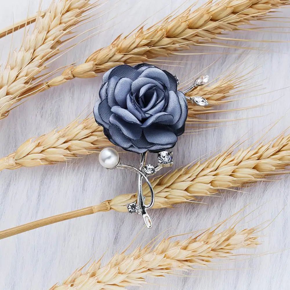 Femlion Cloth Flower Pin Brooch for Women Shirt Collar Vintage Dress Brooches