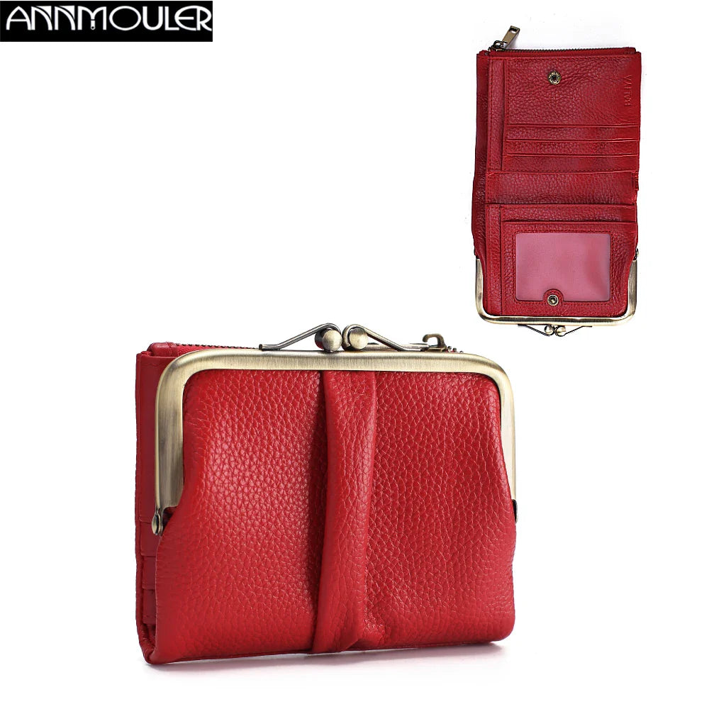 Femlion Genuine Leather Wallets: Short Purses, Coin Holder, Card Slots & Money Bag