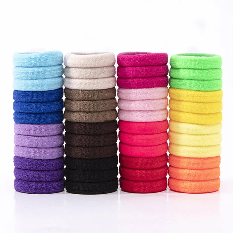 Femlion 50pcs Girl Nylon Elastic Hair Bands Scrunchies Ponytail Holder Accessories