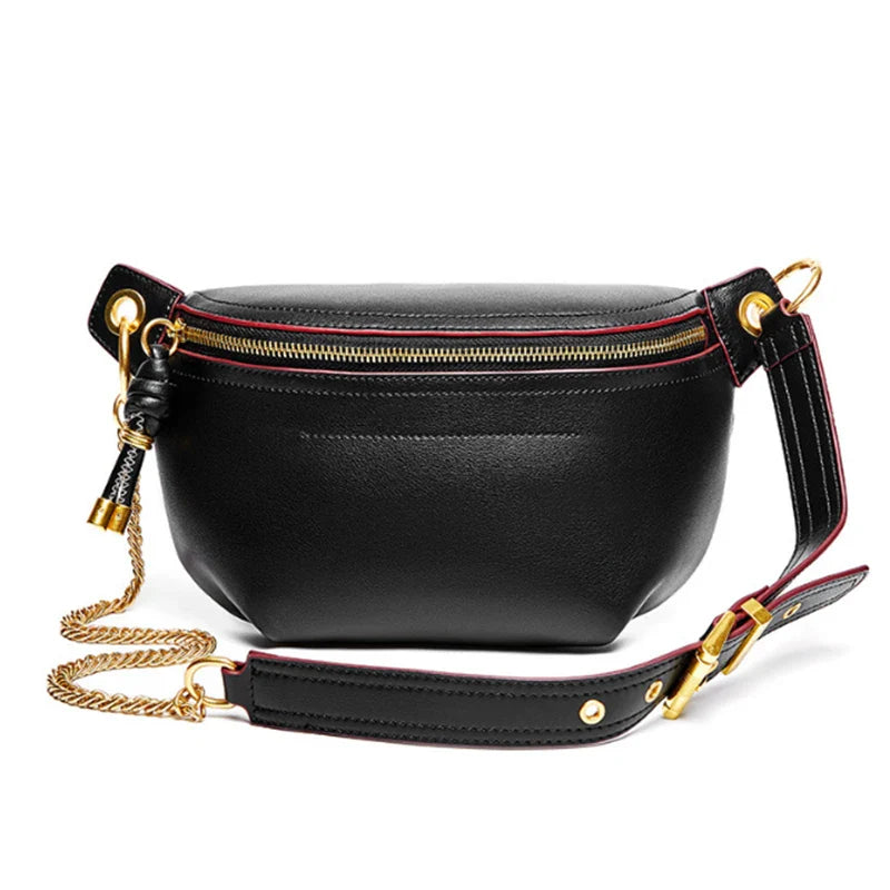 Femlion Genuine Leather Fanny Pack: Hot Korean Fashion Style for Women