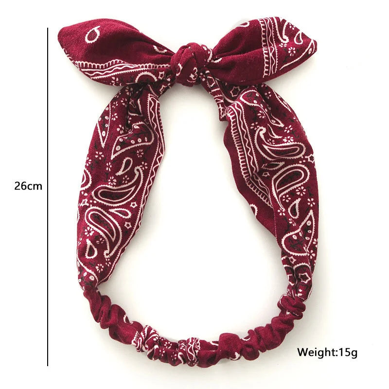 Femlion Boho Paisley Bow Headband Vintage Floral Hairband Head Wrap for Women