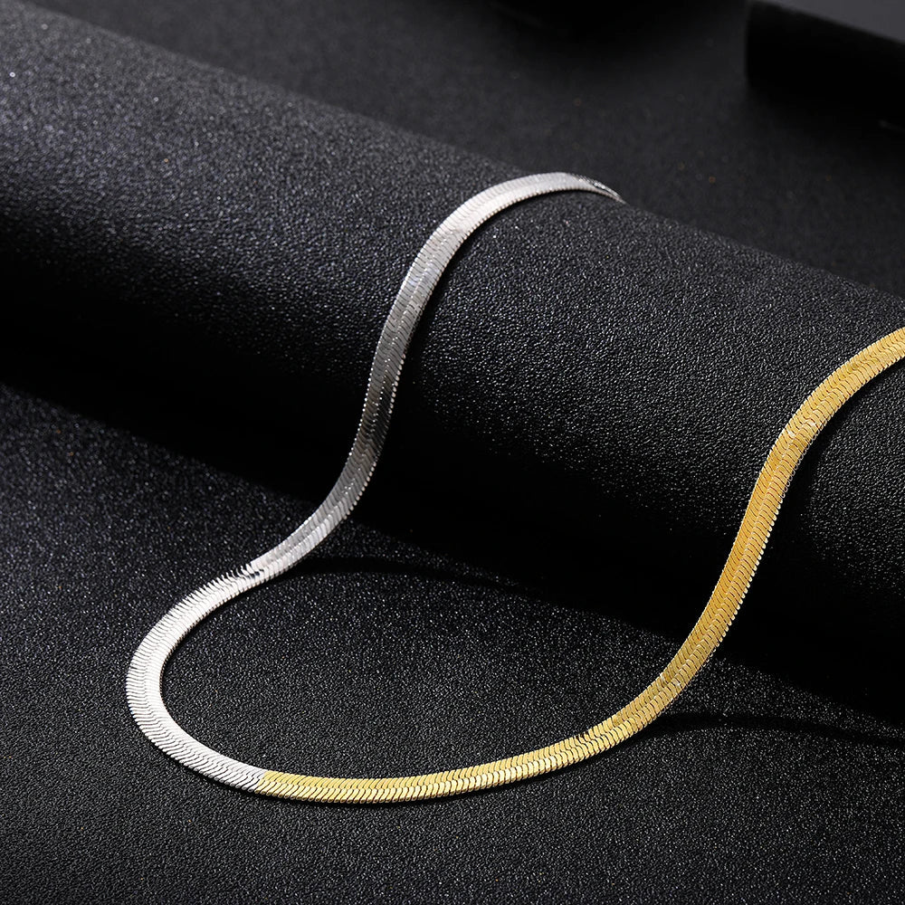 Femlion Silver Snake Chain Choker Necklace Women's Minimalist Punk Jewelry