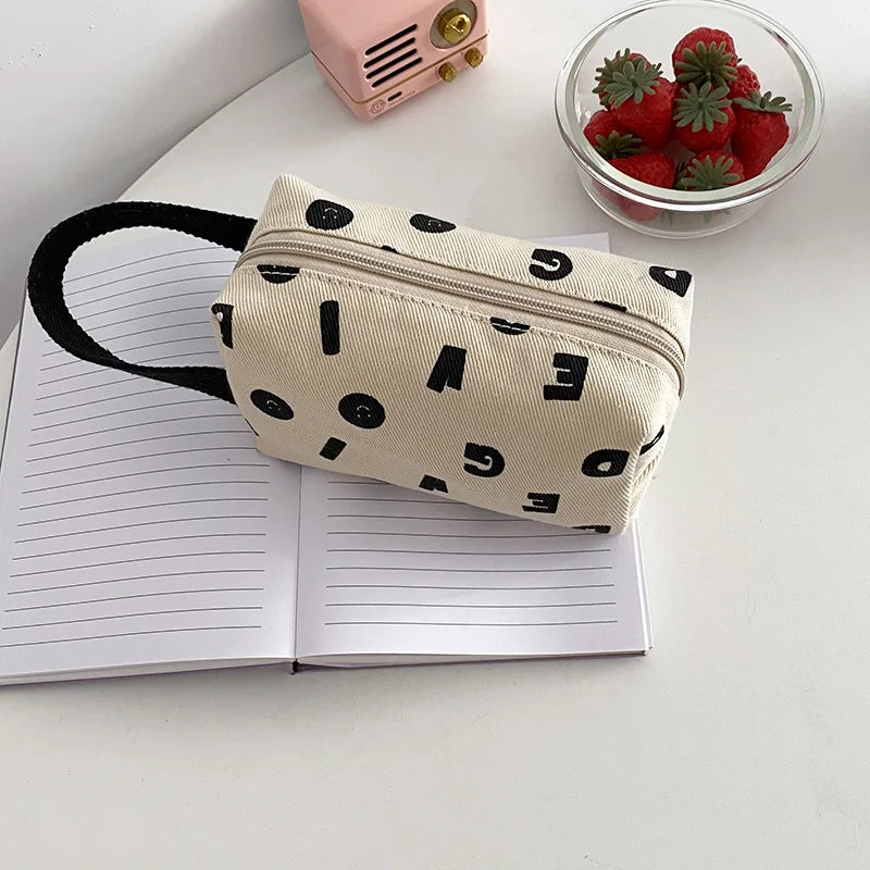 Femlion Canvas Cosmetic Bag Women's Travel Organizer Pouch Makeup Clutch Handy Handbag